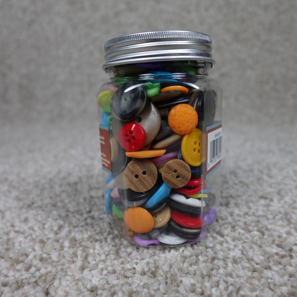Button Medley 8oz Jar Assorted Multi Color Mixed Sizes Crafting Sewing Buttons - Picture 2 of 5